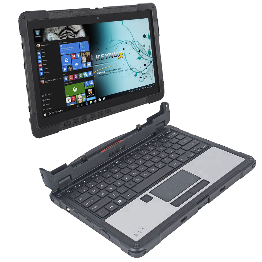 Tablet-PC 2-en1 tactile durci militarisée IP65 incassable, étanche, très grande autonomie - KX-11X
