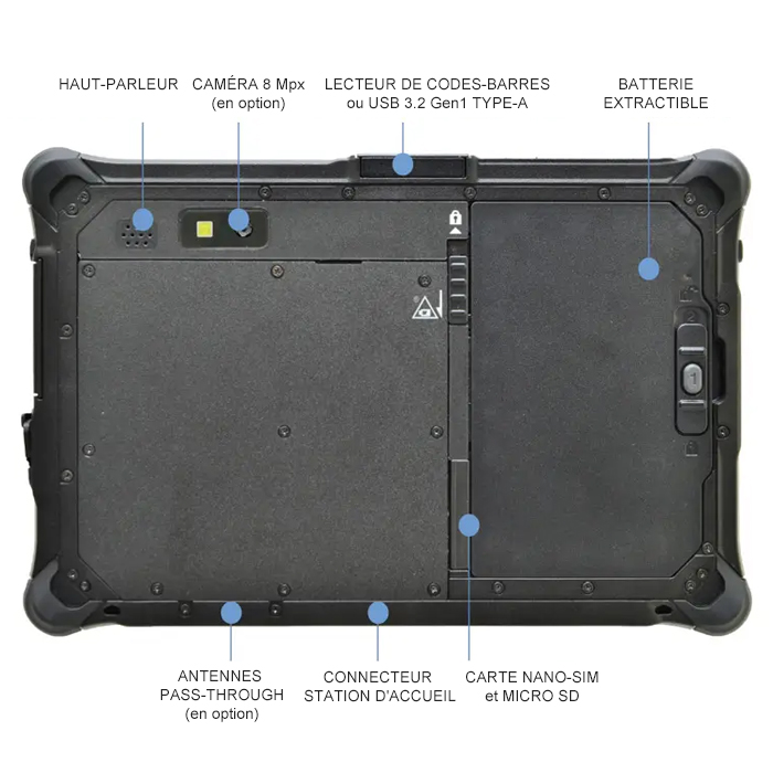 CLEVO Tablette Durabook R8 AV8 Tablette tactile étanche eau et poussière IP66 - Incassable - MIL-STD 810H - MIL-STD-461G - Durabook R8